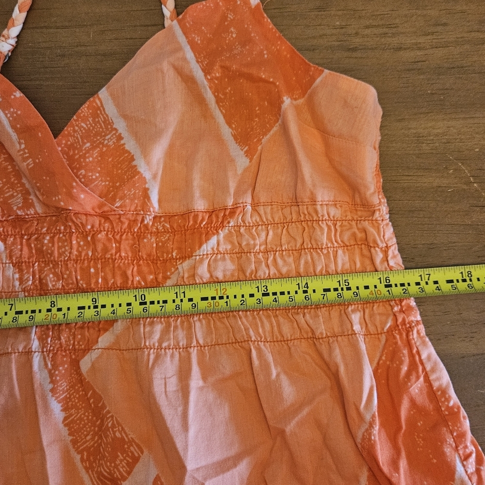 Hurley Cotton Mini Sun Dress Beach Summer Orange Print Size XL - Picture 8 of 12